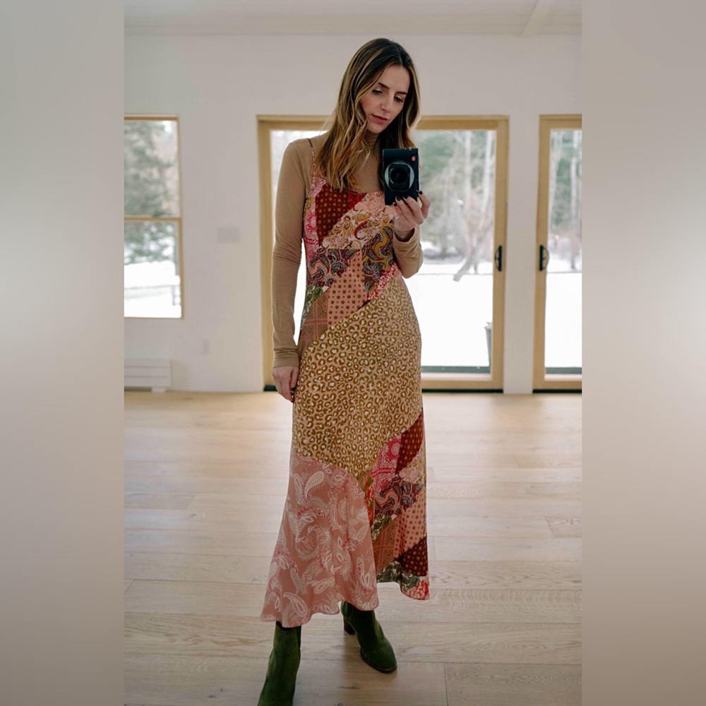 Anthropologie Tan and Brown Casual Sundress